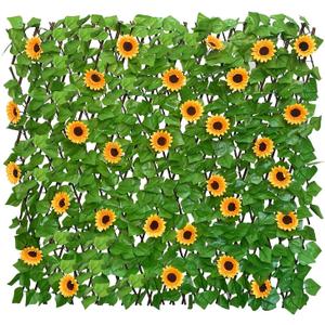 GLANT Expandable Fence Privacy Screen for Balcony Patio Outdoor,Decorative Faux Ivy Fencing Panel,Artificial Hedges (Single Sided Leaves) (2, Sunflowers)