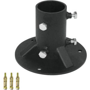 2" Base Flange,Chain Link Fence Pole Floor Flange, Heavy Solid Fence Post Concrete Mount for Holding The Fence/Mailbox/Flag Round Posts, Bolts/Side Screws are Included (2 Inch)