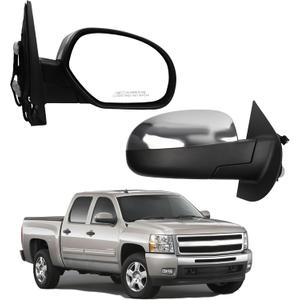 Dasbecan Passenger Side Mirror Compatible with 2007-2013 Chevy Silverado,GMC Sierra Yukon Right Mirror w/Power Glass, Heated, Manual Folding, Chrome Cover Replace# GM1321340 (5pins)
