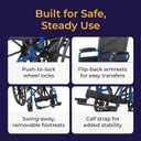 Drive Medical Blue Streak Lightweight Wheelchair - Portable Folding Mobility Aid - Swing-Away Footrests - Desk Arms - Durable Steel Frame - Easy Transport & Storage - 18-Inch Seat