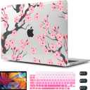 CISSOOK Hard Shell Case for MacBook Air 13 Inch A2337 M1 A1932 A2179 2021 2020 2019 2018 Released, Cherry Floral Beauty Cover with Keyboard Cover + Screen Protector for 2021 Air 13-Cherry Blossoms
