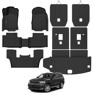 Floor Mats for Dodge Durango 6 Seats/Captain Seat 2016-2025 2026, Trunk Mat and Backrest Mat All Weather TPE Protector for Dodge Durango Accessories