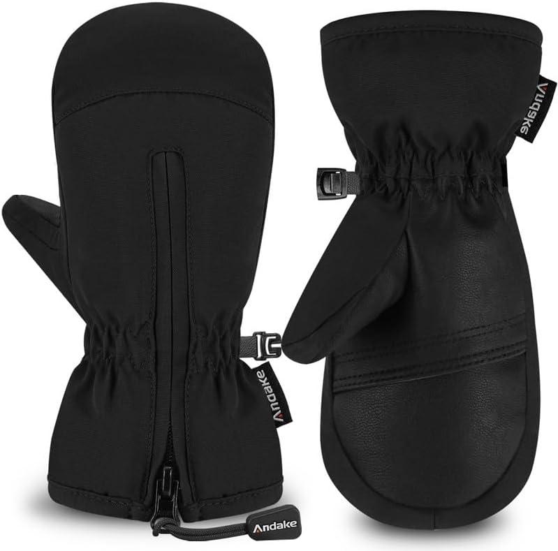 Andake Kids Mittens Toddler Mittens Kids Winter Gloves Warterproof Breathable Windproof Skiing Snowboarding for Boys Girls (XXXS (2-4 years), Black)