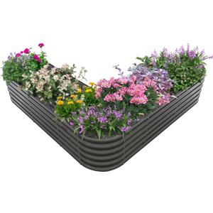 A ANLEOLIFE Heart-Shaped Galvanized Raised Garden Beds Outdoor,81x81x18in Large Metal Planter Box for Planting Vegetables Flowers Herb, Anti-Rust & Easy-Setup, Quartz Grey