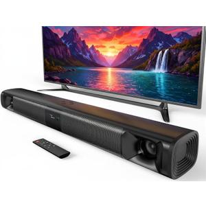 Sound Bar for Smart TV, 80W 2.0 Channel Surround Sound System | 2-in-1 Detachable Soundbar, Dual Woofers & Silk Tweeters, Bluetooth5.3/ARC/AUX/Optical, Home Theater Speaker