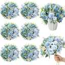 Tigeen 6 Bundles Artificial Bouquet Flowers Artificial Peonies Faux Roses Silk Flowers Hydrangea Bouquet for Wedding Table Centerpiece Floral Vase Decor(Blue)