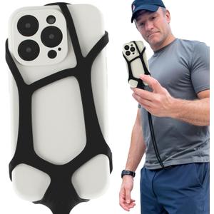 Pulpo Safety Cell Phone Lanyard Black Fits Smartphones 6.1" to 6.8 - Anti Theft Phone Strap for Men & Women, Lanyards for Phones, Hiking Phone Holder & Cellphone Lanyard, Silicone Crossbody Straps