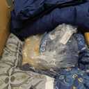 WONGS BEDDING Boho Comforter Set King, 7 Pieces Navy Blue and Yellow Comforter Set Bohemian Bed in A Bag Striped Paisley Floral Comforter and Sheet Set Soft Microfiber Bedding Set for All Season