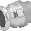 SAFBY 2 PCS Aluminum Global Type F Cam and Groove Hose Fitting, Plug x NPT Male with 2 PCS Camlock Gasket Fitting (1.5")