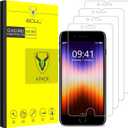 iSOUL 4-Pack Screen Protector for iPhone SE 3/2 (2022/2020 Edition), iPhone 8,7,6s,6, 4.7-Inch Tempered Glass Film [Ultra HD] [3D Touch] [Case Friendly] [Lifetime Replacement Support]