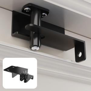 Adjustable Child Safety Door Top LockMetal Child Proof Door Top Lock for Interior&Exterior&French DoorLock & Unlock from Either Sidesfor ChildproofingSliding Door Lock for Kids SafetyBlack (1 Pcs-Black)