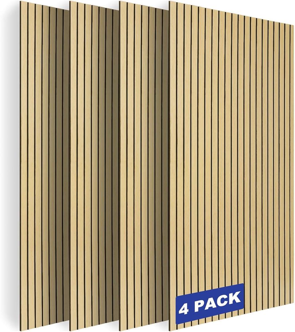 BUBOS 4 Pack Large Acoustic Panels,47.2"x23.6"Acoustic Wall Panels,Self-adhesive Sound Proof Panels for Walls,Decorative Soundproof Panels for Recording Studio&Office, Oak