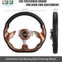 10L0L Golf Cart Steering Wheel for Yamaha, EZGO TXT/RXV/Valor, Club Car DS/Precedent/Onward/Tempo Golf Carts (Brown)