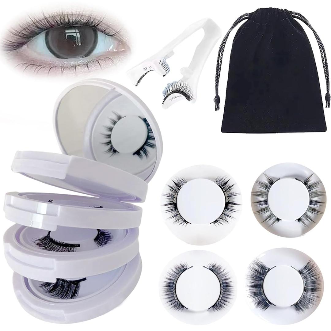 Giana Magnetic Eyelashes with Applicator, Magnetic Eyelashes Natural Look, 4 Pairs No Glue Needed Reusable and Easy to Wear and Remove