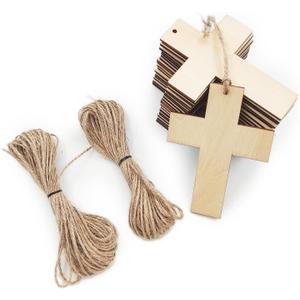 24 PCS Linden Wood Crosses Measuring 2.8 X 3.9 X 1/8 Inches are Perfect for DIY Crafts Easter Church Events and Hanging Decorations