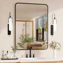Black Bathroom Mirror for Over Sink - 2230 Rectangle Bathroom Vanity Mirror Wall Mounted with Matte Aluminum Frame & Rounded Corners, Shatterproof Tempered-Glass, Horizontal/Vertical