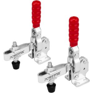 POWERTEC 2PK Toggle Clamp, 500 lbs Holding Capacity, 12130 Quick Release Vertical Clamps w/Antislip Rubber Pressure Tip for Woodworking Jigs and Fixtures, Welding, Drill Press, Crosscut Sled (20335)