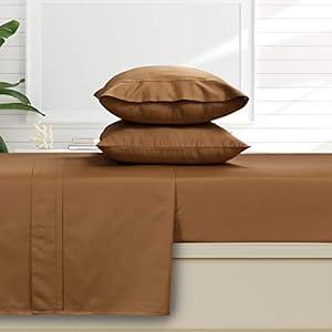Tribeca Living 500 Thread Count Egyptian Cotton 6-Piece Deep Pocket Sheet Set, Queen, Café, Beige (T500ECED6PSSQUCA)