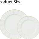 120PCS Ivory White Plastic Plates, Heavy Duty Disposable Party Plate with Gold Rim, Fancy 60 Dinner & 60 Dessert Plates for Parties and Wedding