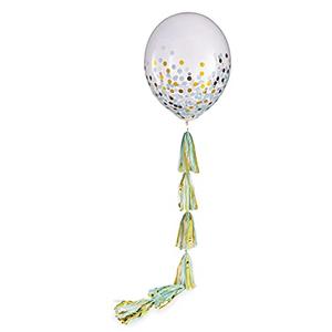 Confetti Latex Balloon with Baby Blue Tassel Tail - 24" (1 Pc) - Luxurious Party Decoration for Show-Stopping Celebrations & Events, Set Of 2