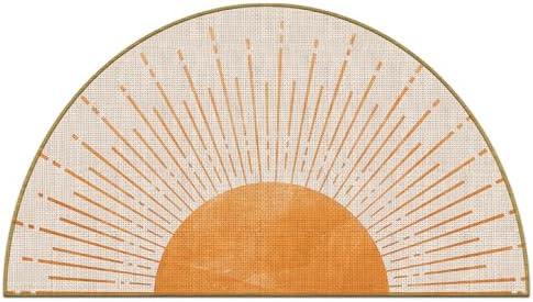 Mingnei Boho Sun Linen Doormat Door Mat for Home Kitchen Entrance, Orange Bohemian Sun Door Mat, Bohemian Sunburst Sunshine Mats for House Front Outdoor Outside Entryway Rug 17x30 Welcome Mat