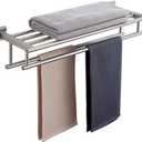 Bathroom Towel Rack 24 Inch Tower Holder with Double Towel Bar Brushed Nickel Towel Rack Wall Mounted SUS304 Stainless Steel Hotel Towel Shelf Modern Towel Hanger