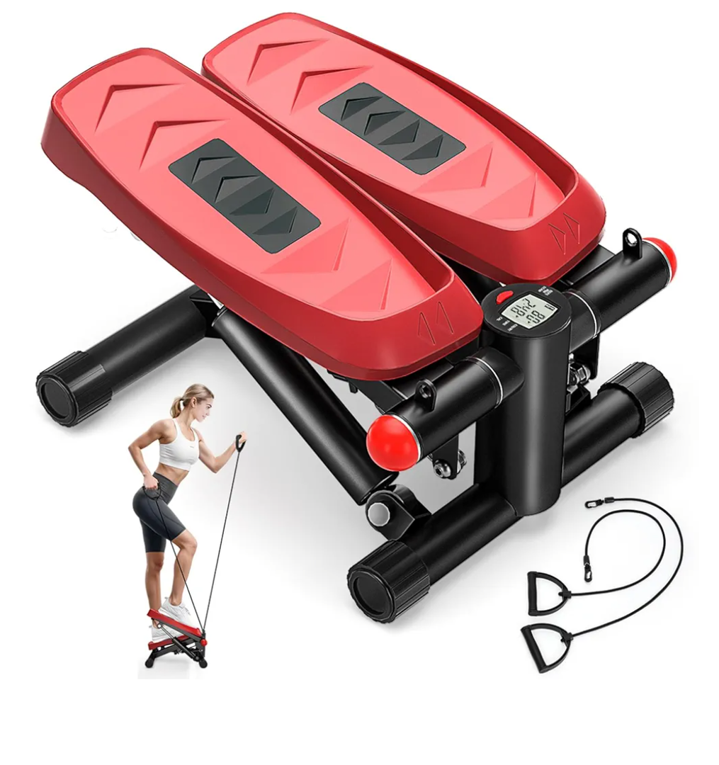 Steppers for Exercise, Adjustable Pedal Height Stair Steppers with Resistance Bands for Home Fitness, Mini Steppers with Max 350LBS Loading Bearing Portable Home Exercise Equipment