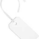 100 White Tags with String Attached - #1, 2 3/4 x 1 3/8, Paper Blank Hang Labels with String and Reinforced Eyelet