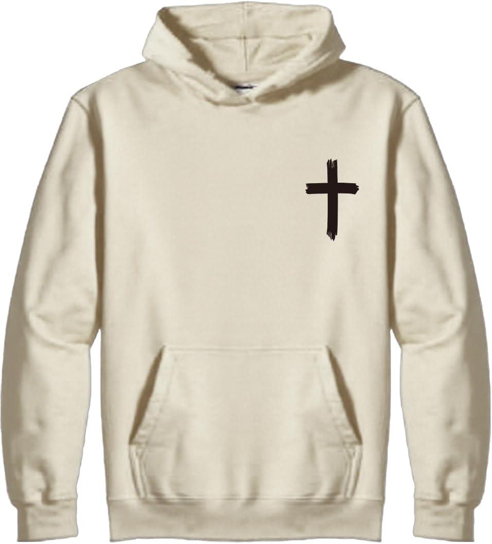 Christian Sweatshirts for Men Christ Cross Pullover Hoodie Inspirational Faith Graphic Long Sleeve Sweatshirt (XL)