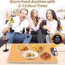 Food Warming Mat  Fast Heating Electric Warming Tray with 7 Temp Settings, 11-Hour Timer & Auto Shut-Off, Foldable Silicone Mat with Child Lock, Portable Warming Pad for Buffets, Holidays  Brown