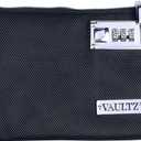 Vaultz Money Bag with Lock - 7 x 5 x 0.5 Inch Locking Pouch w/Zipper for Medicine, Jewelry, Supplies and Cash - Black