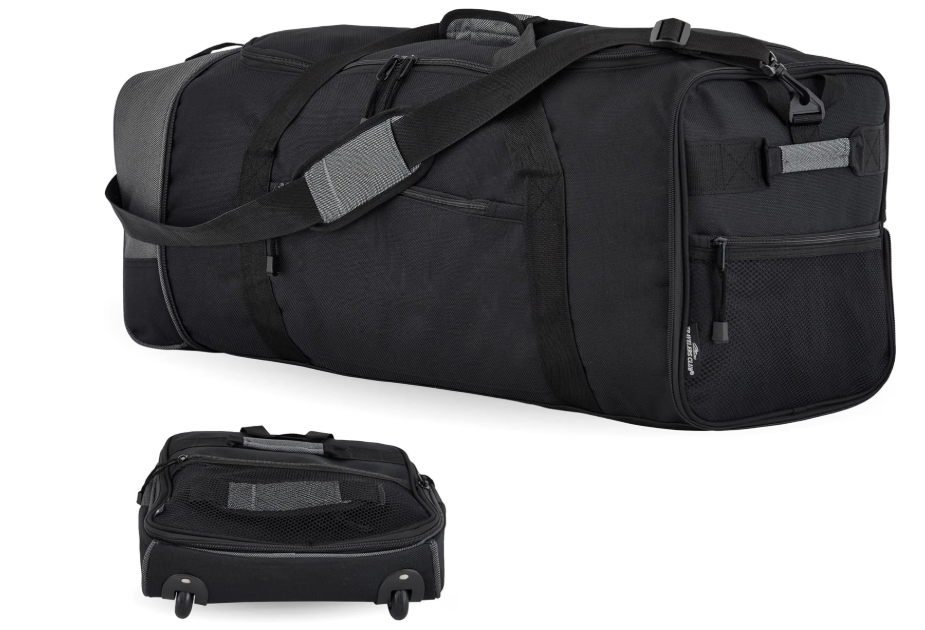 Travelers Club 32" Expandable Rolling Travel Duffel Bag, Black