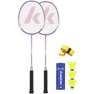 Kawasaki Badminton Set with 2 Badminton Rackets, 3 Shuttlecocks, and Carrying Bag (PURPLE)