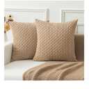 Kevin Textile Throw Pillow Covers Soft Corduroy Decorative Set of 2 Boho Striped Pillow Covers Pillowcases Farmhouse Home Decor for Couch Bed Sofa Living Room 18x18 Inch Tan