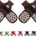EXPAWLORER Anti Slip Dog Socks to Prevent Licking Paws, Dog Shoes for Hot Pavement, Dog Booties for Small Medium Large Senior Dogs, Traction Control Boots & Paw Protectors for Hardwood Floors Coffee (Small (4 Count))
