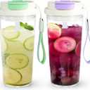 20oz Clear Tumbler with Lid and Straw, 2Pcs Plastic Coffee Tumbler, Iced Coffee Cup Acrylic Tumbler for Coffee, Soda, Tea, Milk, Juice, Gift, Green&Purple