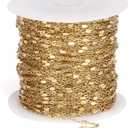 33FT Gold Cable Satellite Jewelry Chains Roll 1.5MM 18K Gold PVD Plated Stainless Steel Satellite Square Beaded Chain Spool Bulk for DIY Jewelry Making