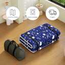 Kiseely Japanese Futon Mattress, Foldable Tatami Mat Portable Dormitory Sleeping Pad with Bag & Strap, Floor Thicken Sleeping Roll up Camping Mattress (Blue WS1, 60"X80")