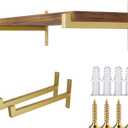 OVOV 2 Pcs Metal Shelf Brackets Heavy Duty Industrial Wall Mounted Floating Shelf Brackets (Gold) 6"