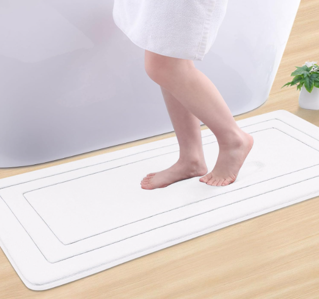 Arotive Memory Foam Bathroom Rug Mat 44x24, Ultra Soft and Absorbent Bath Mat, Machine Wash Dry, Comfortable Bath Rug Carpet for Bathroom Floor, Tub and Shower, White