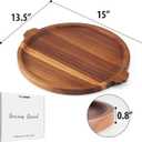 Charcuterie Board | Acacia Wood Serving Tray with Handles 13'' | Round Decorative Ottoman Coffee Table Tray | Circular Wooden Cheese Board Serving Platter for Party Supplies | Includes 1 Board
