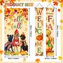 3pcs Welcome & Hello Fall Banners for Front Door Harvest Decoration Hello Fall Door Banner Decoration Fall Dog Door Cover Pumpkin Front Door Sign Hanging Home Farmhouse Yard Harvest Party Decorations