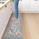 Collive Kitchen Mats for Floor, Cushioned Anti Fatigue Kitchen Rugs Waterproof Sink Rugs Non Slip, Soft Comfortable Standing Mats for Office, Laundry, 17x59 (Aqua)