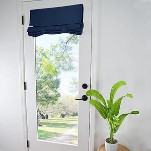 Wd Four Side Door Curtain, Room Darkening Solid Color Curtain for Window, Front Door Sidelight Curtain Tie up Shade (34W x 70L Inches, Navy Blue, 1 Panel)