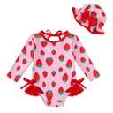 Baby Girl Swimsuit 6 9 12 Months Infant Bathing Suit Girl Long Sleeve Red Ruffle Baby Girls' Swimwear Summer Baby Swim Suit for Girls