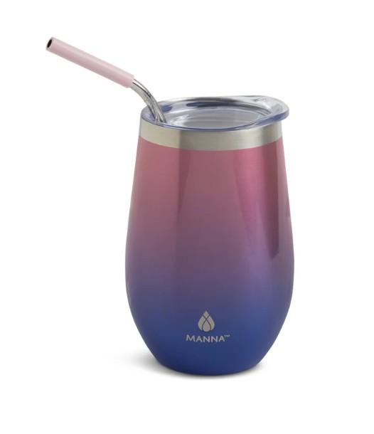 Manna Double Wall Insulated Stainless Steel Stemless Wine Cup Tumbler with Splash-Proof Sliding Lid - 17 oz