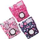 CuteBone Dog Diapers Female Washable Small Medium Large 3 Pack Reusable Doggie Diapers Puppy Period Pants for Doggy Heat Cycle Peeing, Large (Heart)