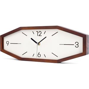 Wooden Retro Wall Clocks, 18 Inches Square Clocks Rectangular Wall Clock Battery Operated Silent Non-Ticking, for Kitchen Living Room Office Home Desk Bedroom (Brown)