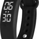 Black Vibrating Alarm Wristband for Heavy Sleepers with Body Temperature Monitoring Waterproof Noiseless Silent Shock Watch USB Rechargeable for Students Sports Won’t Wake Your Partner