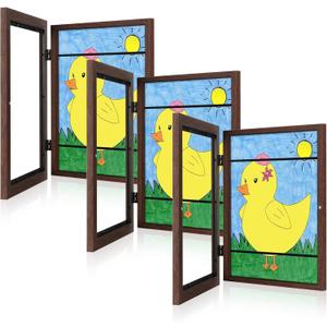 [3-Pack] Kids Art Frames, 8.5x11 Front Opening Kids Artwork Frames Changeable, Brown Artwork Display Storage Frame for Wall, Holds 50 Pcs, for 3D Picture, Crafts, Hanging Art, Portfolio